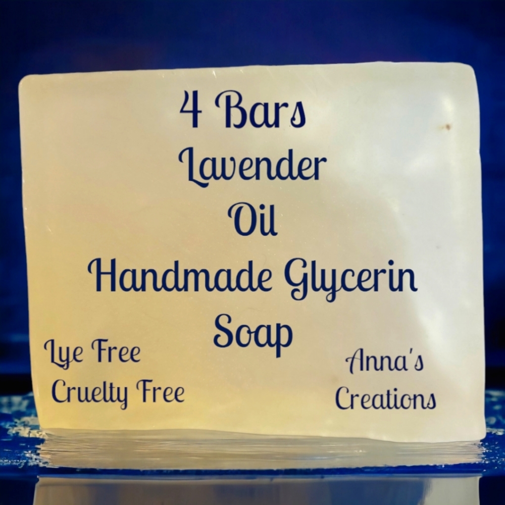 4 Handcrafted Anna's Creations Lavender Honey Glycerin Bar Soap Cruelty/Lye Free
